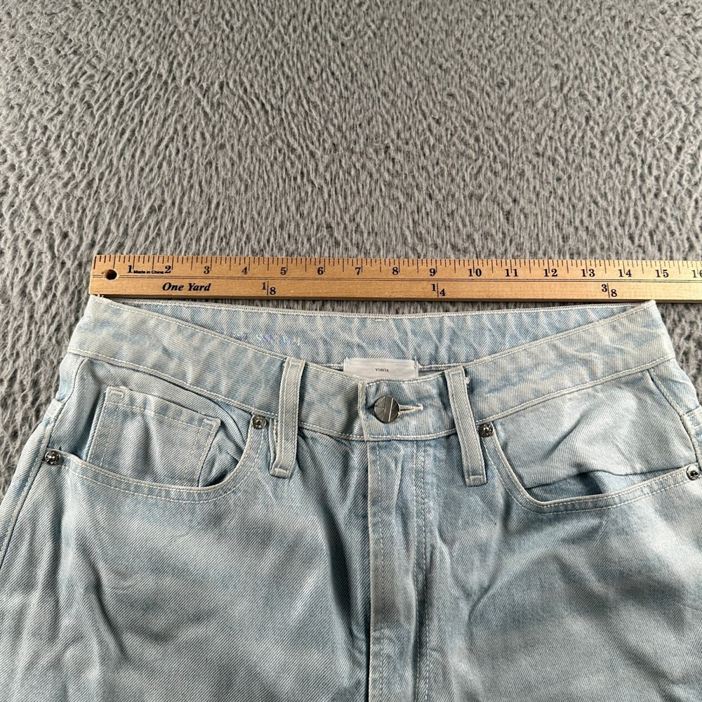 VIAVIA Jeans Womens 26 Straight Leg Light Blue Waxed High Rise Stretch USA - Picture 6 of 15